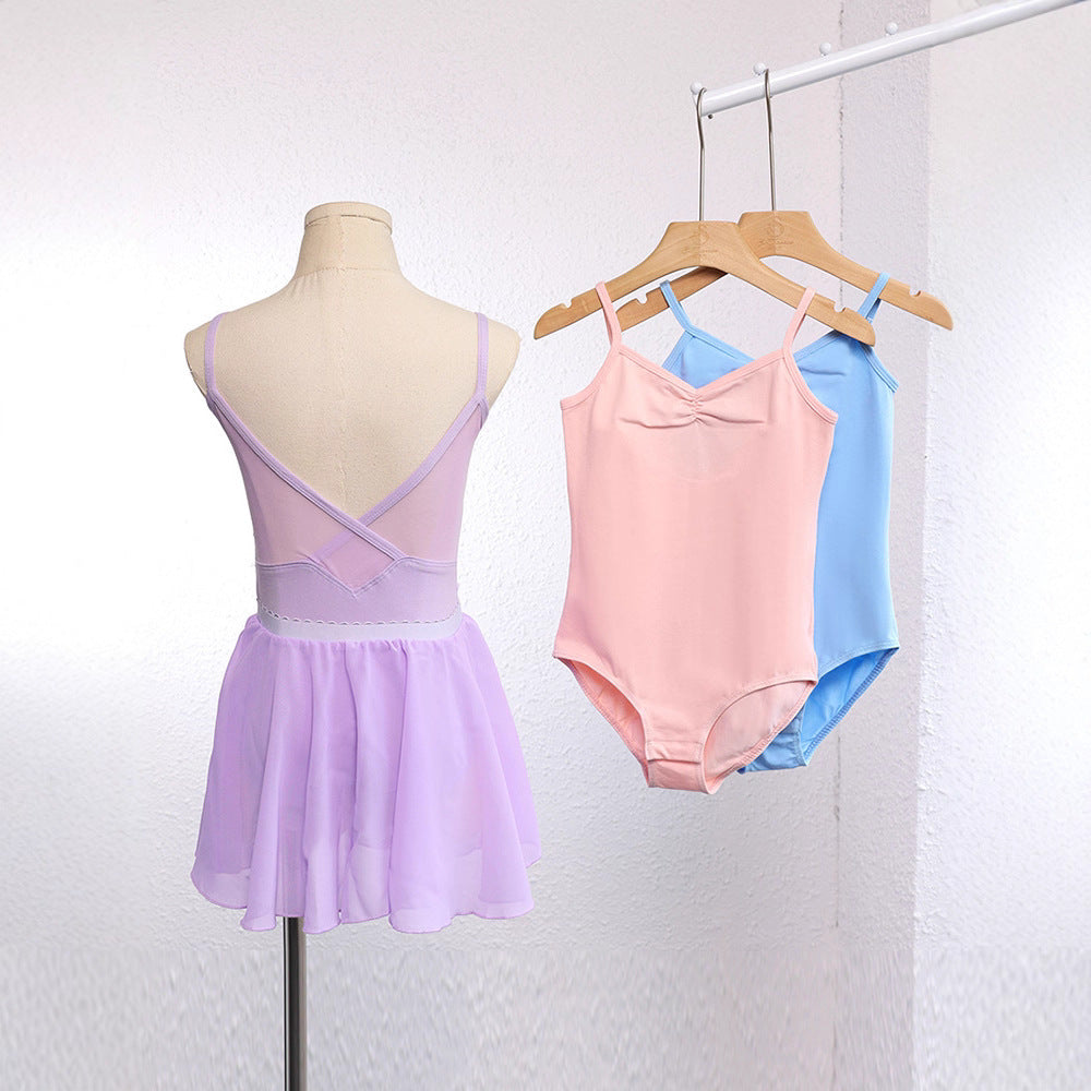 Children's Dancing Clothes Summer Straps Tulle Open Leotards