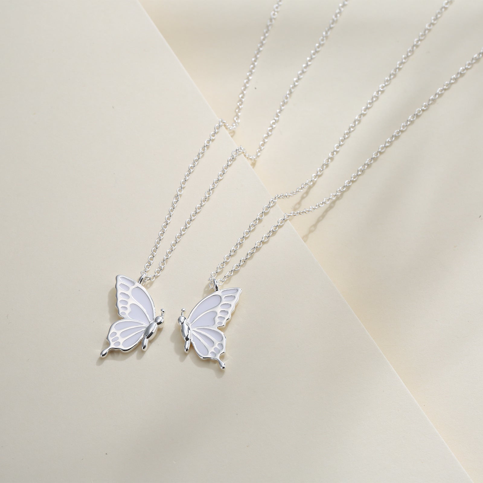 Women's Double Butterfly Drip Oil Pendant Necklace