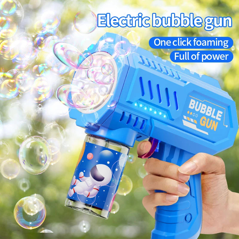 One Pack Of Children's 10 Launcher Handheld Portable Electric Automatic Bubble Gun LED Light For Boys And Girls - EL CHEG