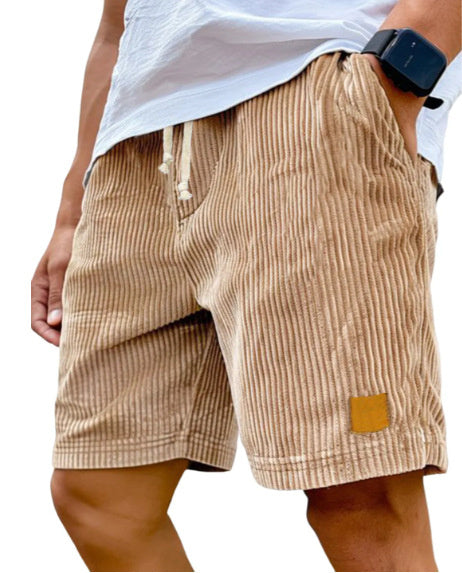 Vintage Embroidered Corduroy Fashion Lace-up Casual Shorts