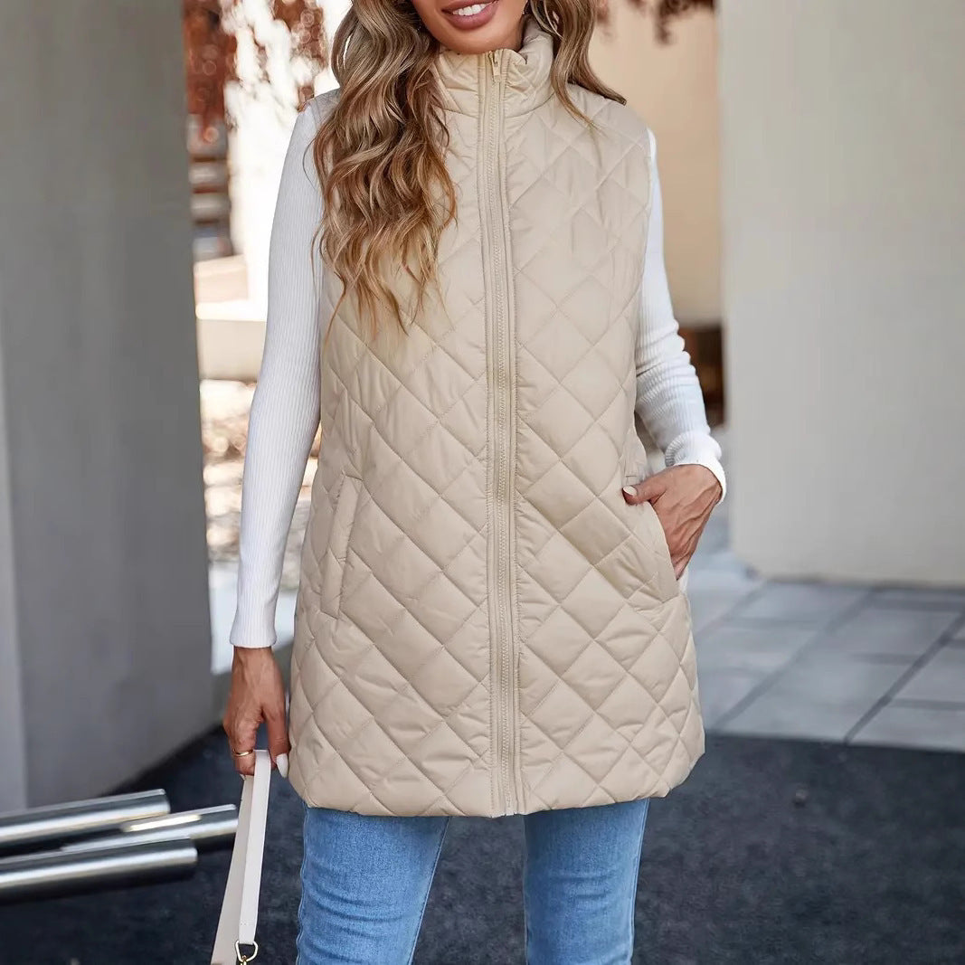 Stand Collar Sleeveless Warm Vest New Zipper Vest