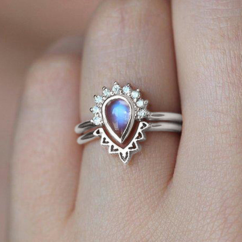 European And American Court Scenery Water Drop Geometry Ring