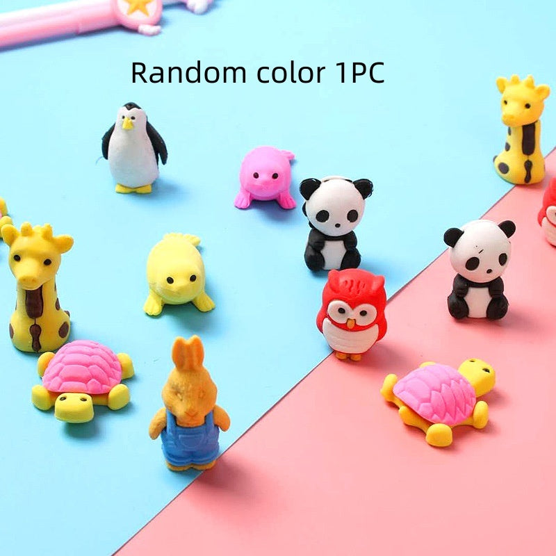 Elementary School Student Three-dimensional Animal Cartoon Cute Stationery Modeling Ordinary Child Eraser.