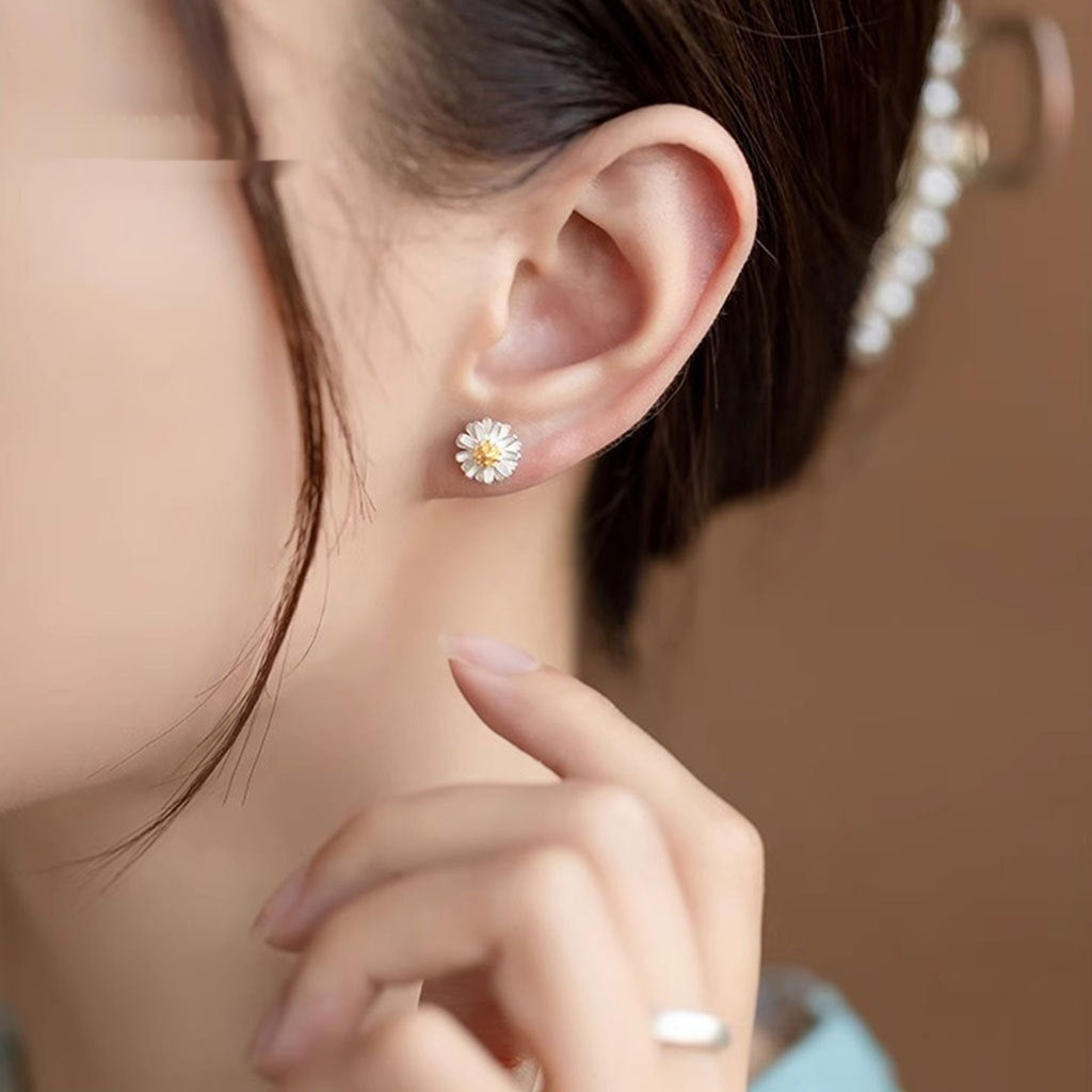 S999 Silver Mori Fashion Little Stud Earrings For Women