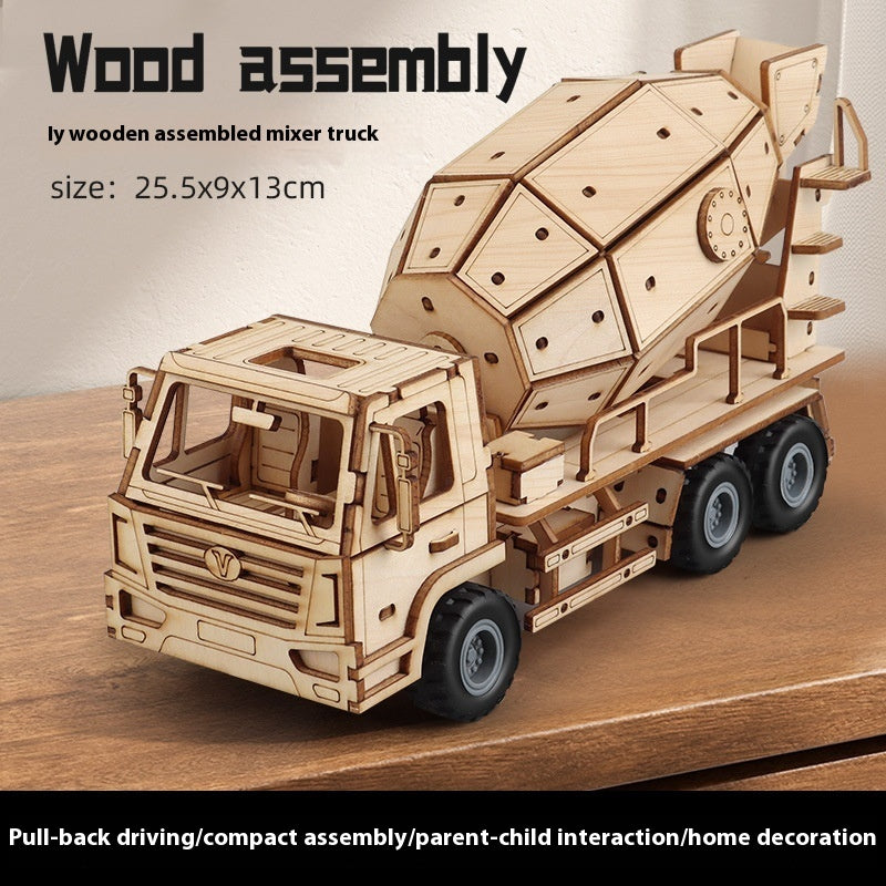 Wooden Assembled Toy Car Warrior Engineering Vehicle Fire Truck DIY Model