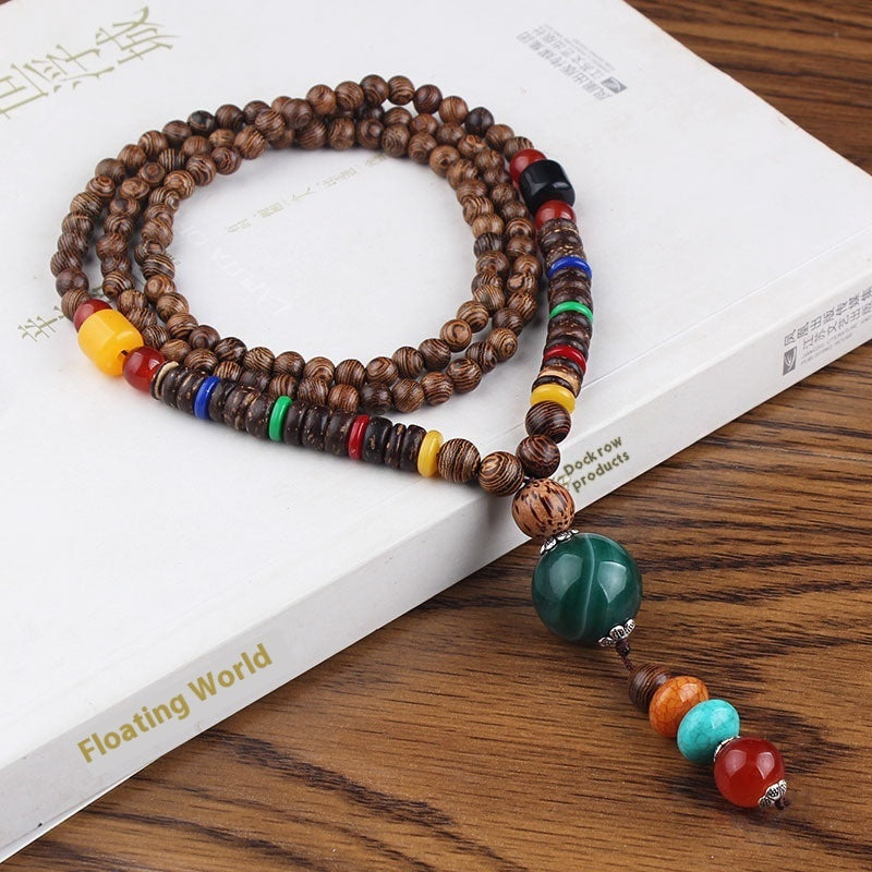 Men's And Women's Necklaces Retro Wooden Bead Sweater Chain Long Bodhi Pendant