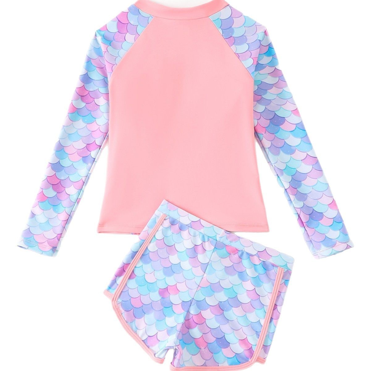 Split Boxer Long Sleeve Zipper Swimsuit With Chest Pad