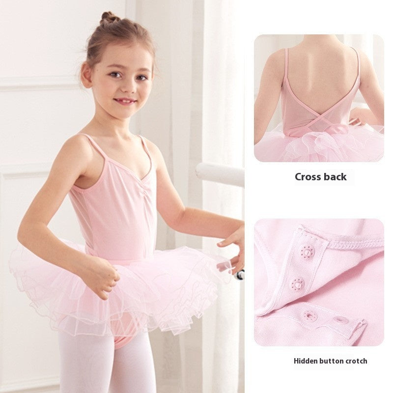 Children's Dancing Clothes Summer Straps Tulle Open Leotards