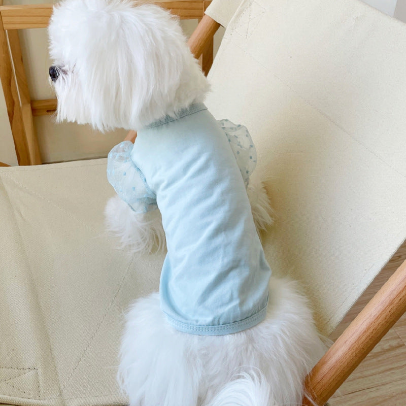 Mesh Puff Sleeve Pet Clothes Puppy Dog Teddy Bichon Pomeranian VIP Schnauzer