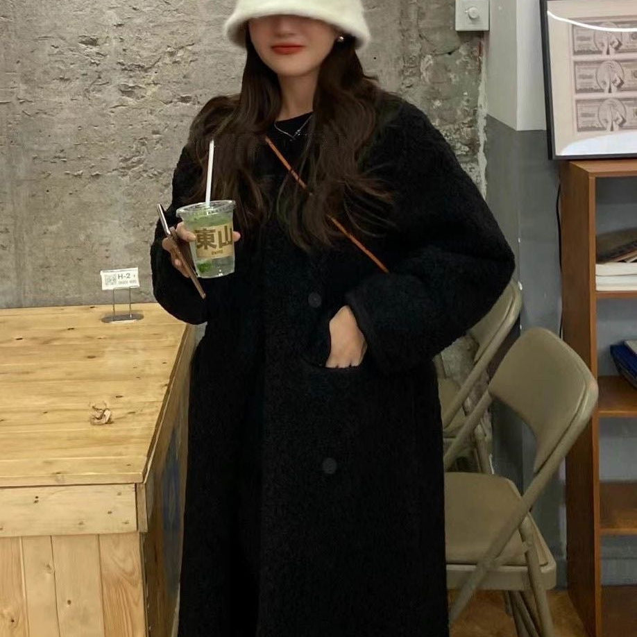 Women's Autumn And Winter New Mid-length Lamb Wool Coat