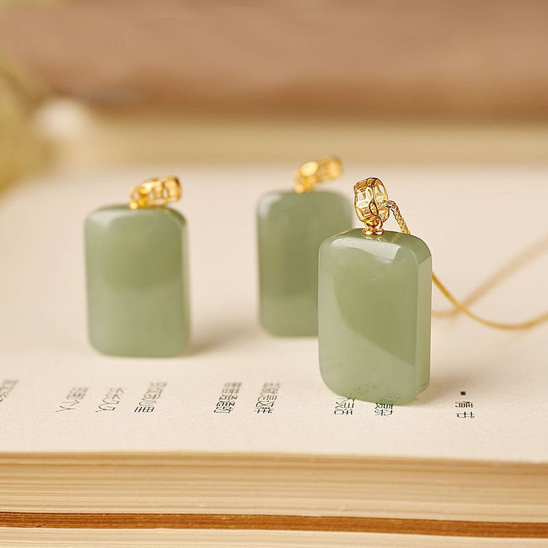 Hotian Jade Pendant High-grade Temperament Titanium Steel All-match Clavicle Chain Female