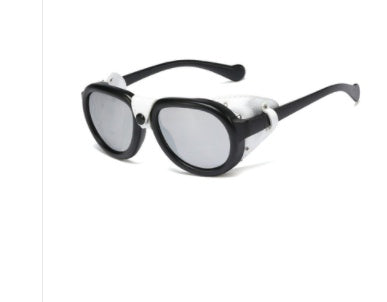 European And American Street Style Retro Leather Rivet Sunglasses Steampunk Sunglasses Trendy Oval