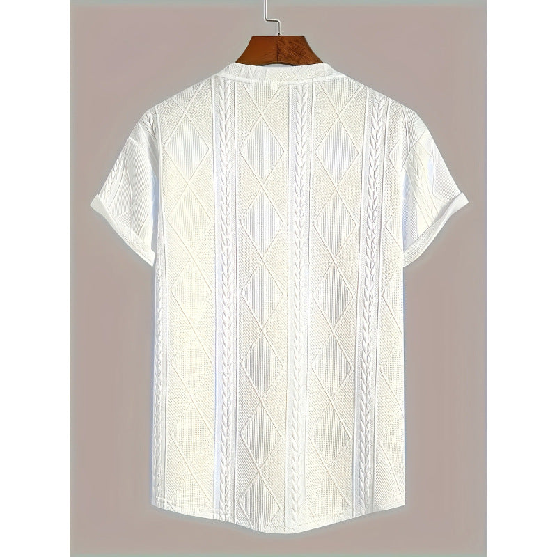 Geometric Embroidery Casual Short Sleeve