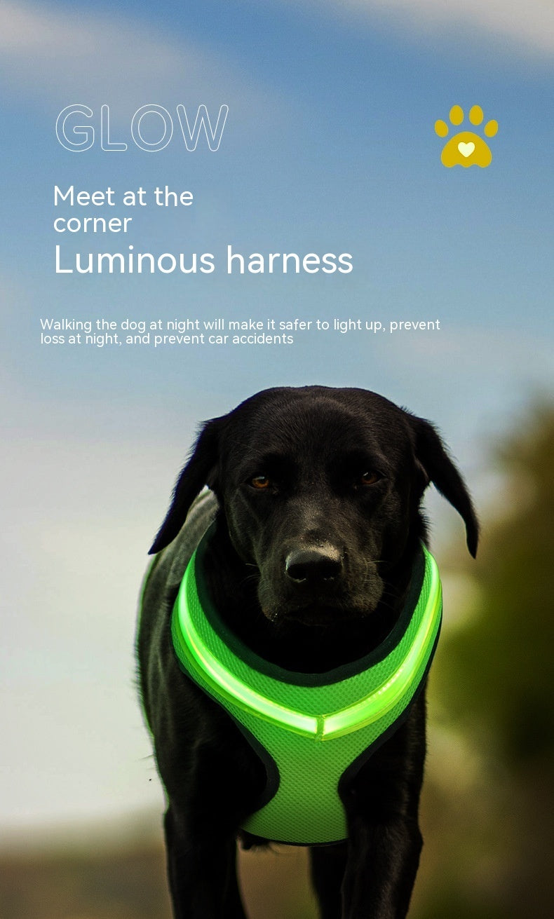 LED Luminous Dog Harness Led USB Charging Dog Chest Strap Vest Pet Safety Reflective Harness Pet Vest For Puppy Large Dog Pet Products - EL CHEG