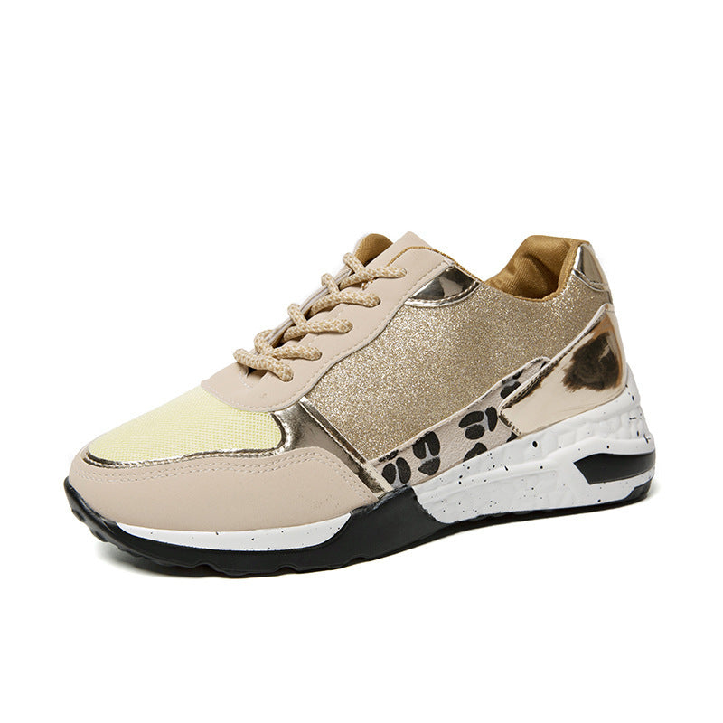 Fall New Thick-soled Leopard Print Color Matching Old Shoes