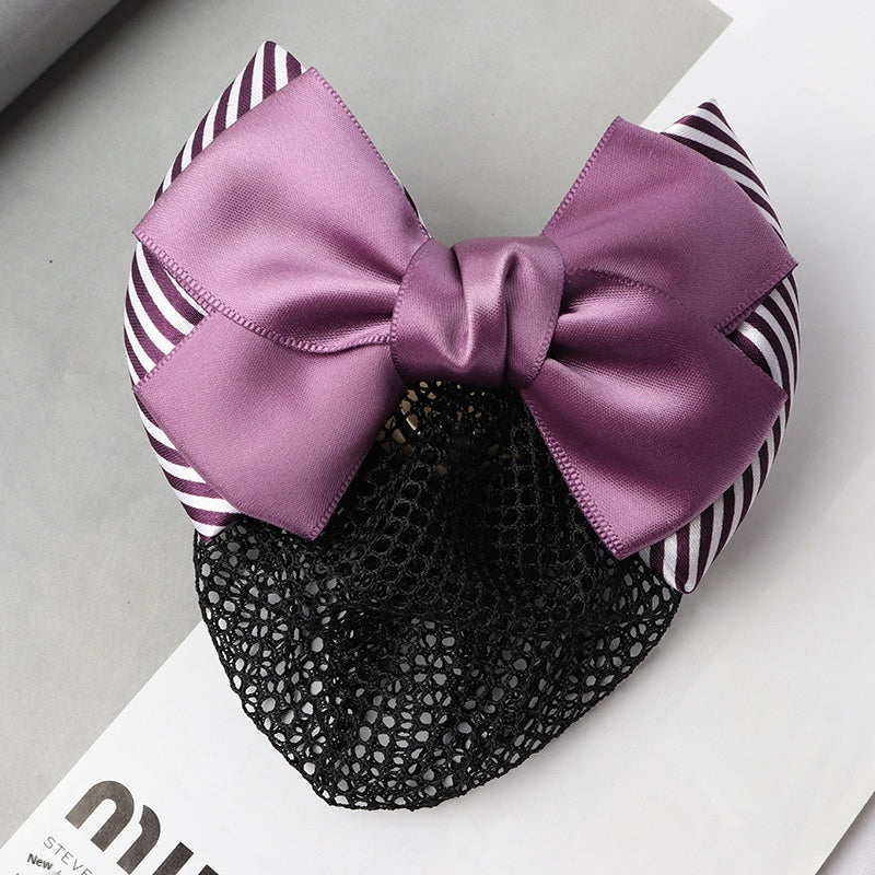 Professional Headdress Flower Bow Net Pocket Worker Work Plate Hair Clip Ornament