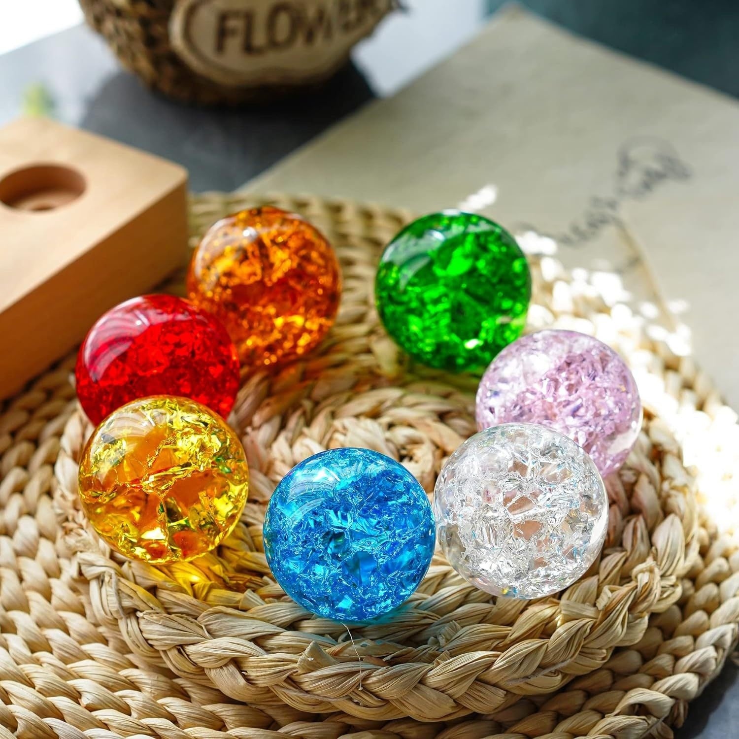 Colorful Crystal Ice Crack Ball Solid Glass Ball Ornament Ornaments - EL CHEG