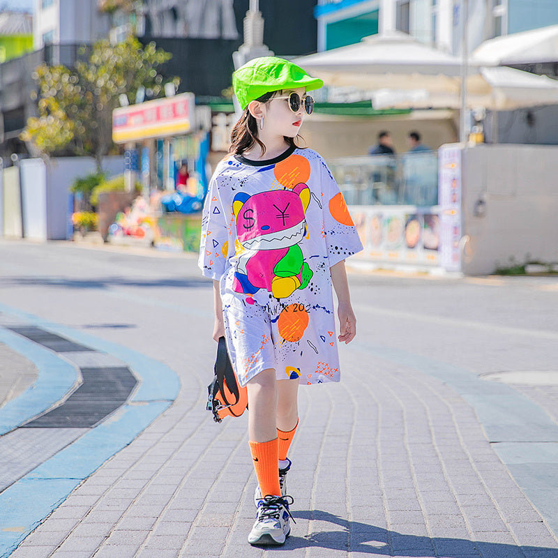 Summer Children's Mid-length Cotton Print Trendy Top