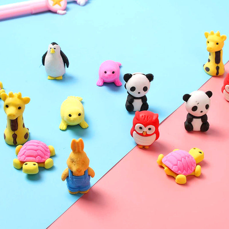 Elementary School Student Three-dimensional Animal Cartoon Cute Stationery Modeling Ordinary Child Eraser.