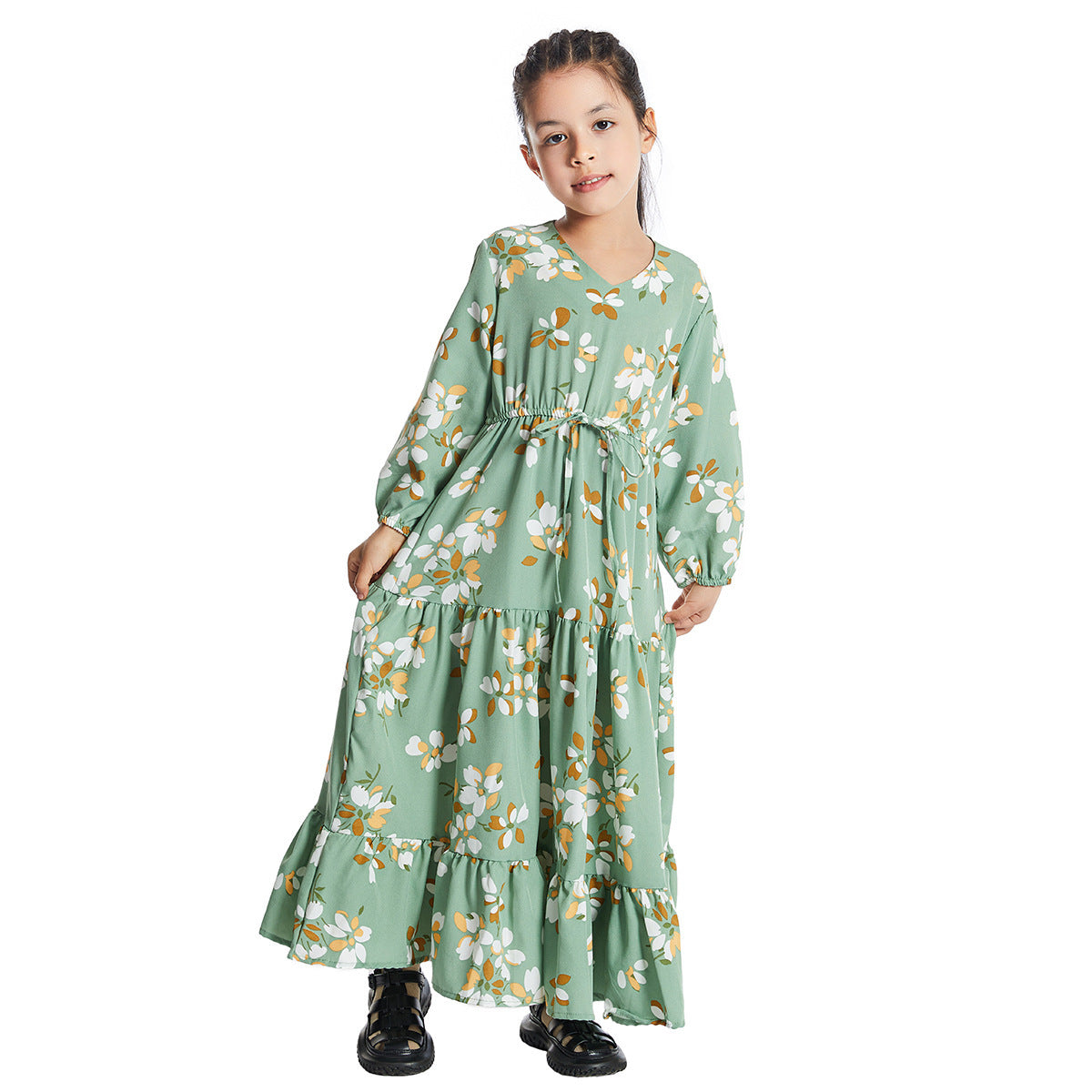 New Hot Sale Long Sleeve Girl Floral Dress
