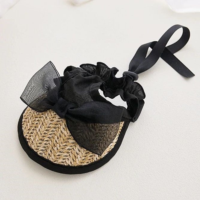 Lace Straw Sun Hat Dog Pet Rope Pig Nose Button Adjustable Hat