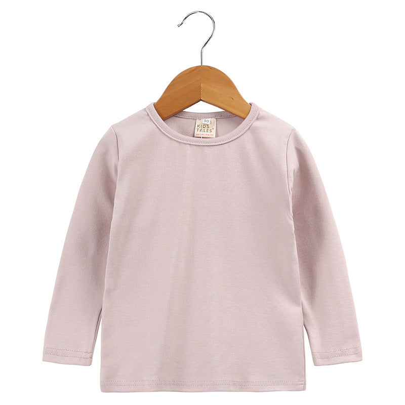 Medium And Large Children's Long Sleeve Bottoming Shirt Children's Round Neck T-shirt