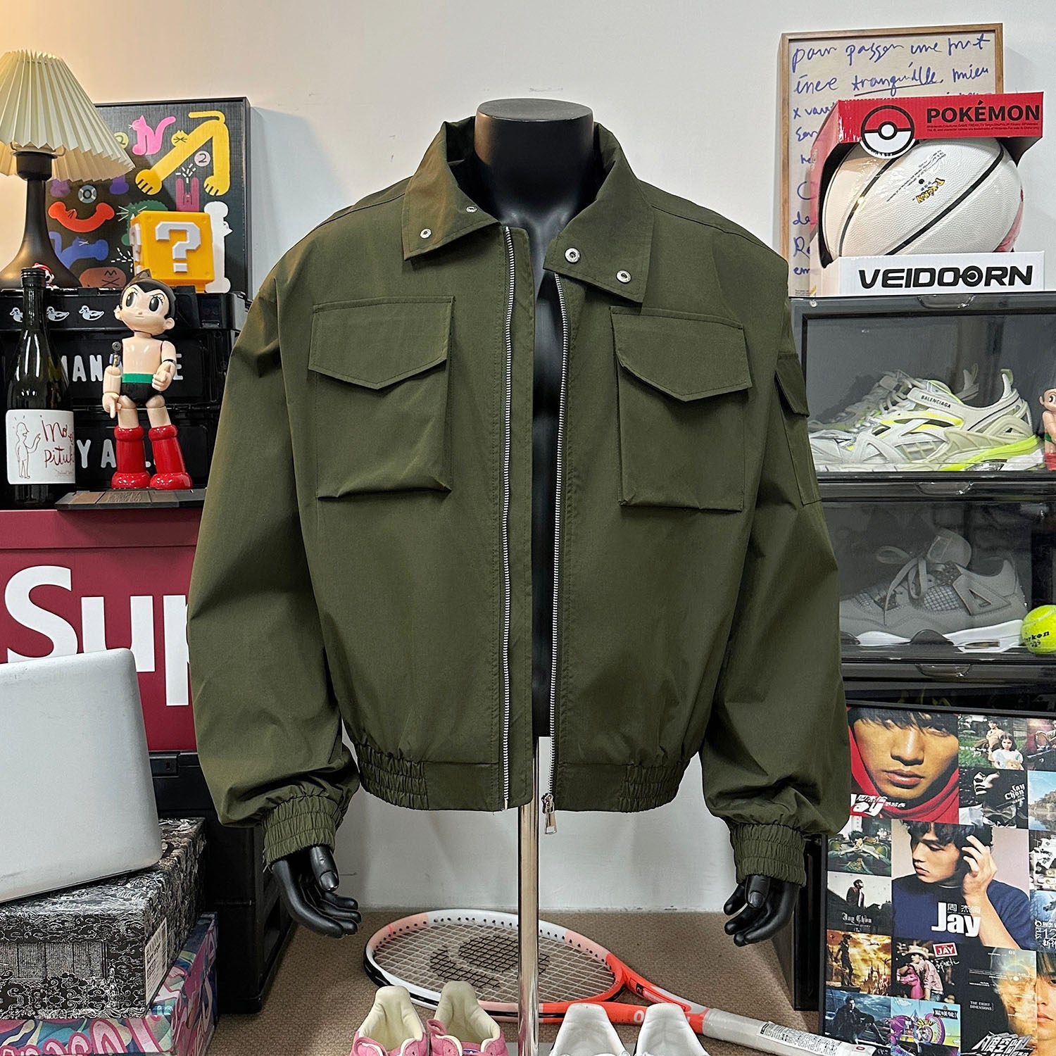 Men's Stand Collar Flight Jacket Short Coat Men's Clothing Tooling Zip-up Shirt