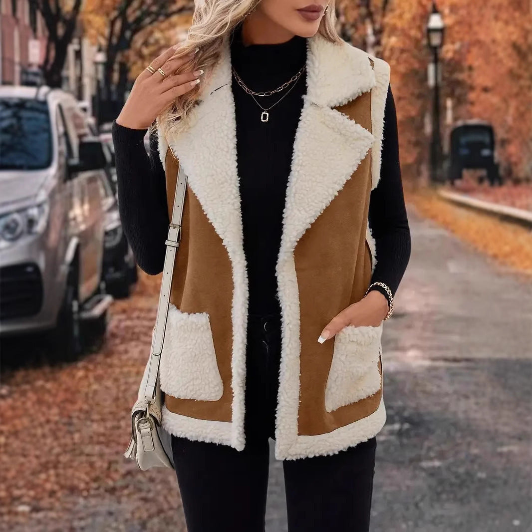 European And American Lamb Wool Vest Women's Autumn And Winter Fur Composite