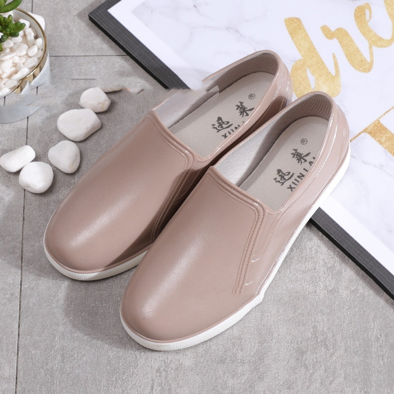 Spring And Autumn Low-top Slip-on Women's Rain Boots Solid Color Fashion Waterproof