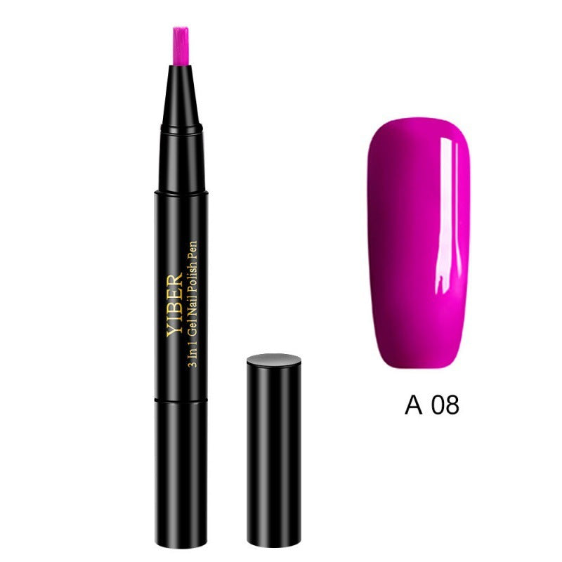 5pcs Nail Polish Pen 3 In 1 One Step Glue Pen Multicolor - EL CHEG