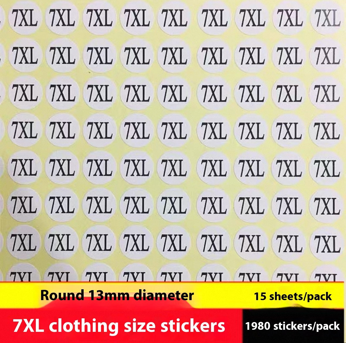 Clothes Size Sticker Digital Adhesive Sticker