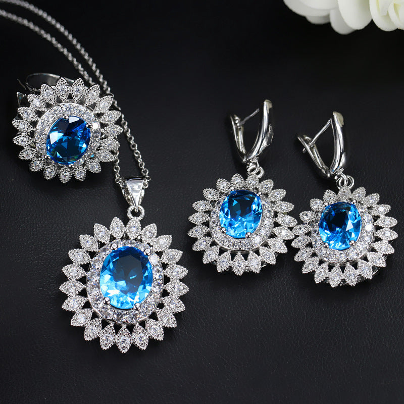 SUNFLOWER Sets Of Chain Bride Zircon Set