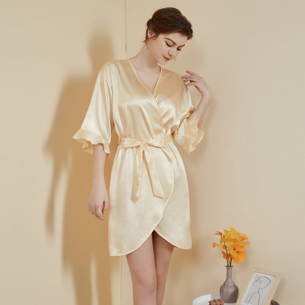 Ruffle Sleeve Cool Short Nightgown Bathrobe Home Wear
