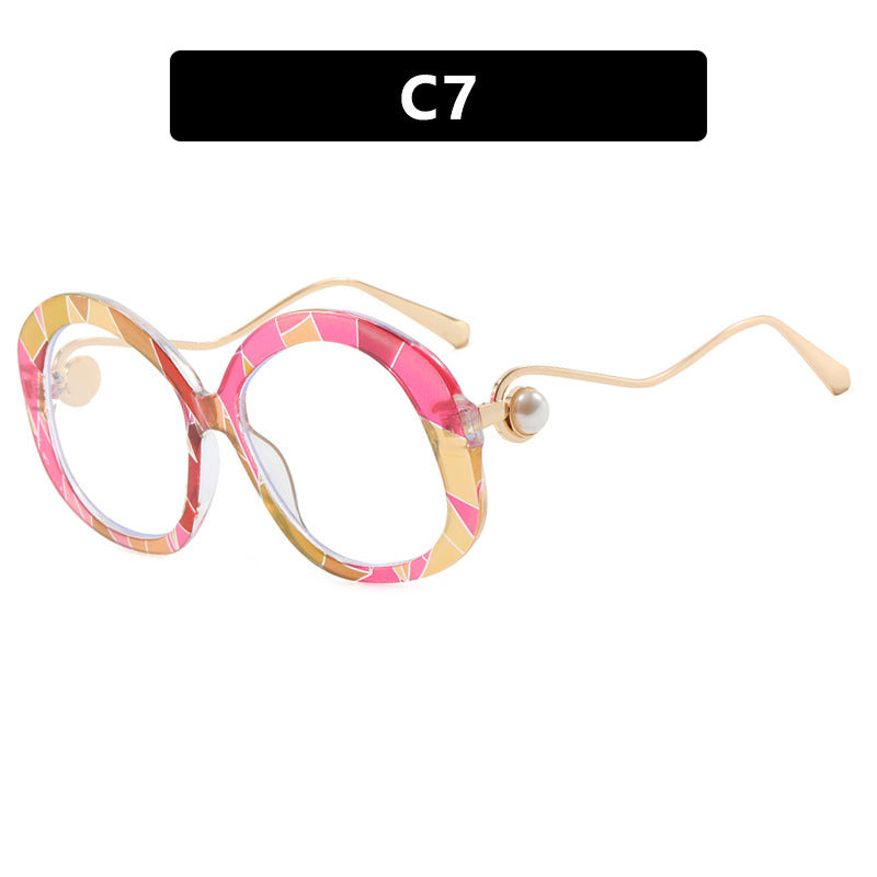 Plain Personality Vintage Pearl Anti-blue Light Glasses
