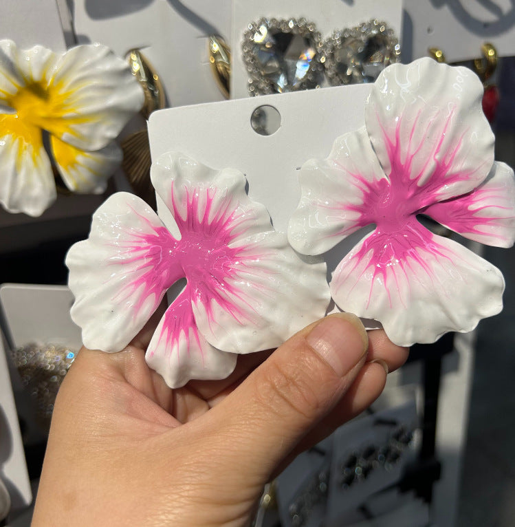 Pastoral Style Alloy Oil-spot Glaze Flowers Earrings