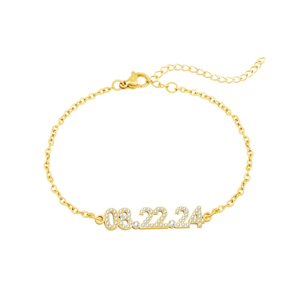 Stainless Steel Diamond Studded Digital Bracelet, Non Fading Necklace