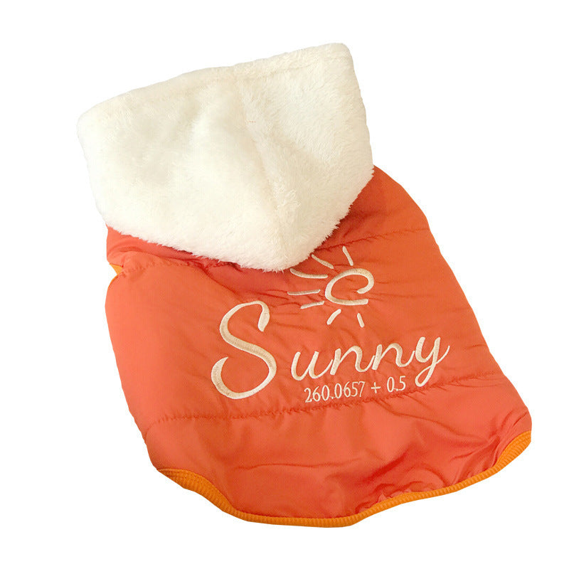 Pet Winter Cotton Dress Dogs And Cats Thermal Extra Thick With Fleece Reversible Coat