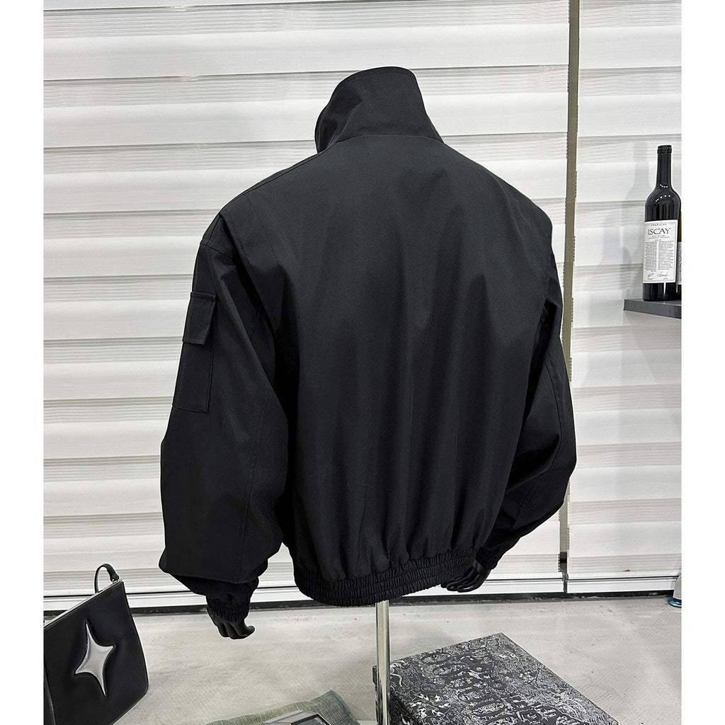 Men's Stand Collar Flight Jacket Short Coat Men's Clothing Tooling Zip-up Shirt