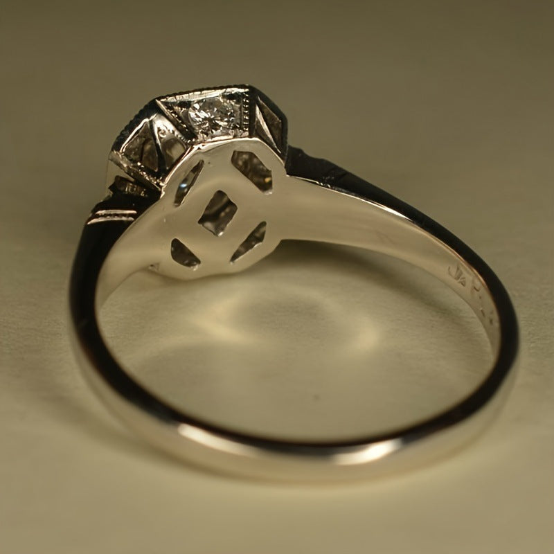 Gorgeous Square Spot Drill Platinum-plated Ring