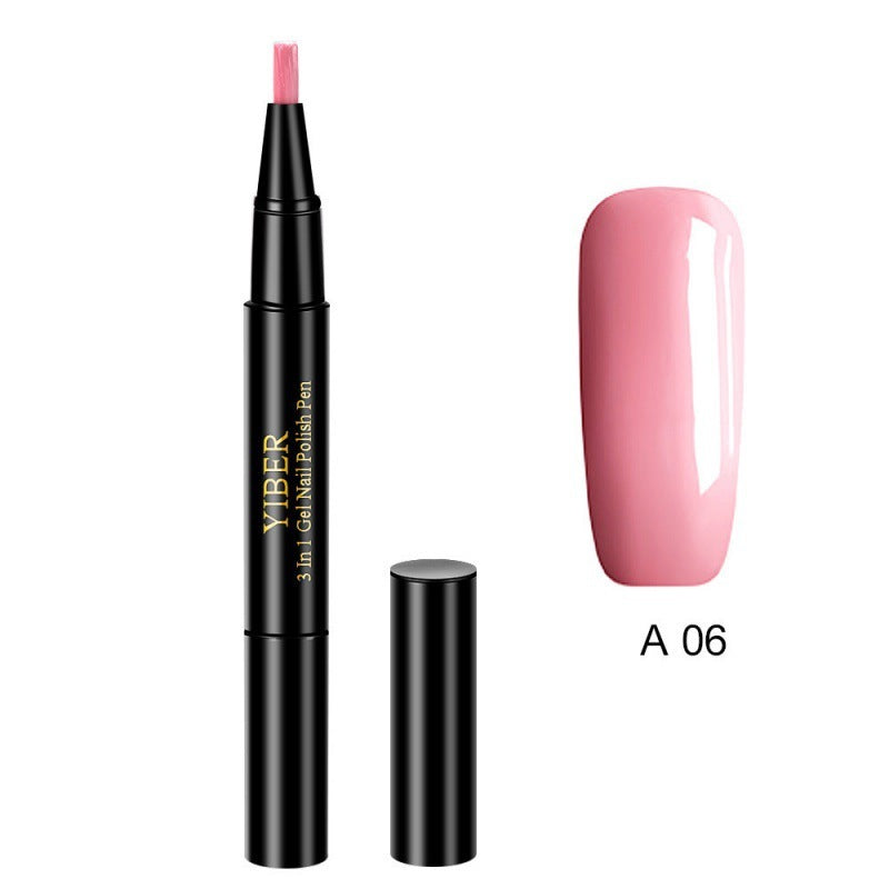 5pcs Nail Polish Pen 3 In 1 One Step Glue Pen Multicolor - EL CHEG