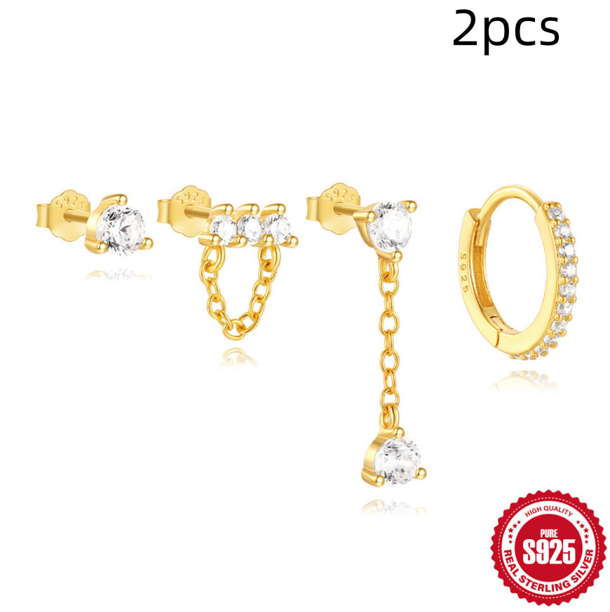 S925 Sterling Silver Cold Style Clover Petal Earrings