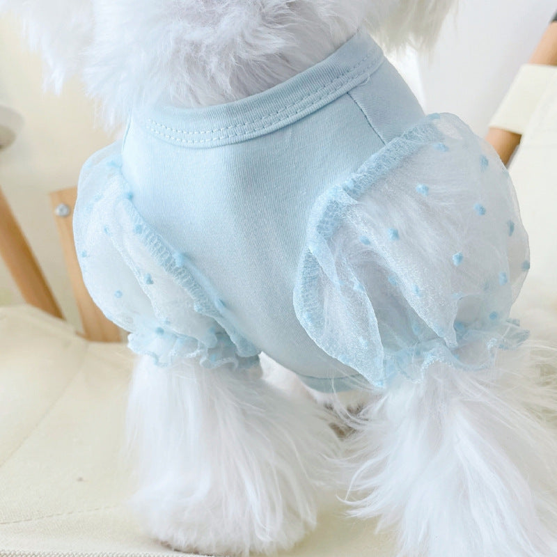 Mesh Puff Sleeve Pet Clothes Puppy Dog Teddy Bichon Pomeranian VIP Schnauzer