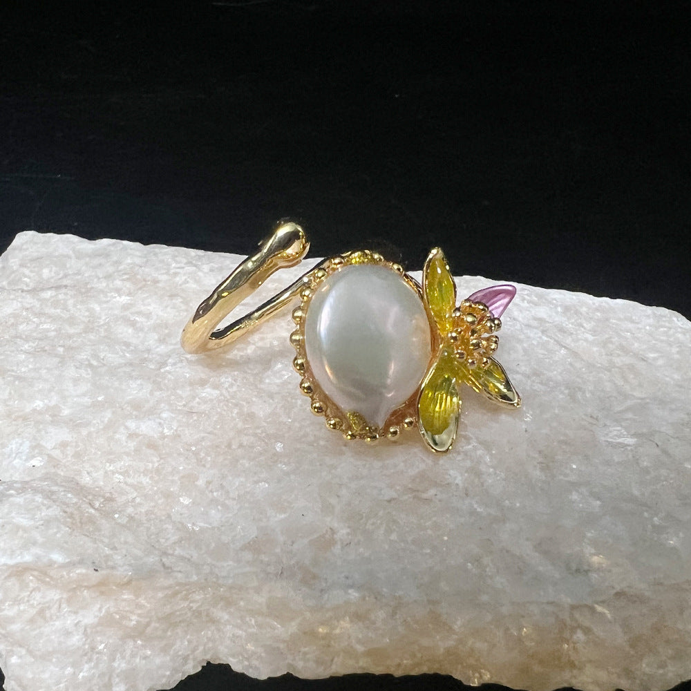 Oil Painting Series Enamel Open Ring