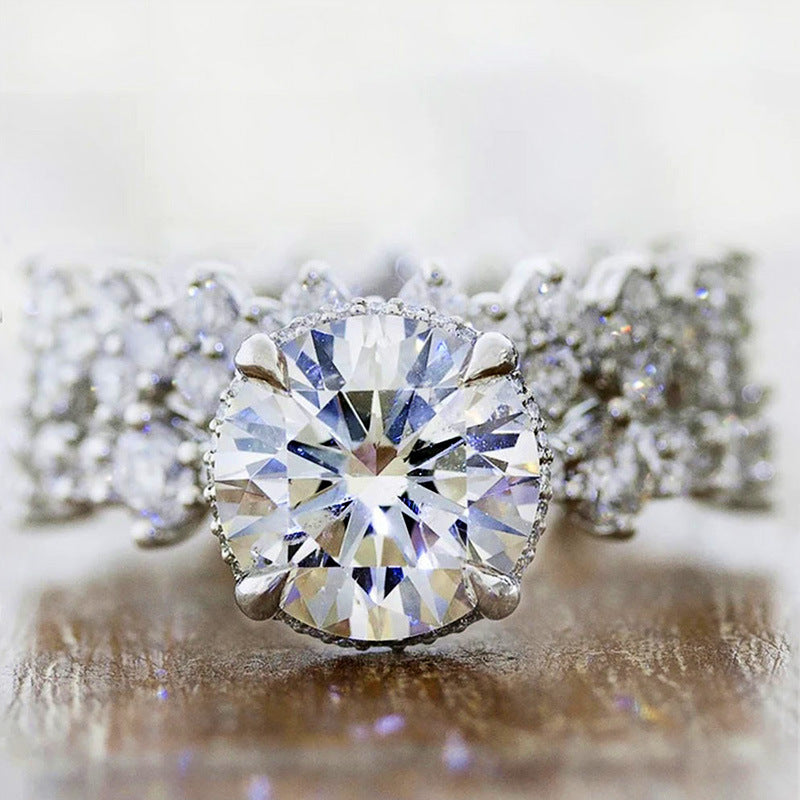 New Women's Shiny Full Rhinestone Zircon Couple Rings