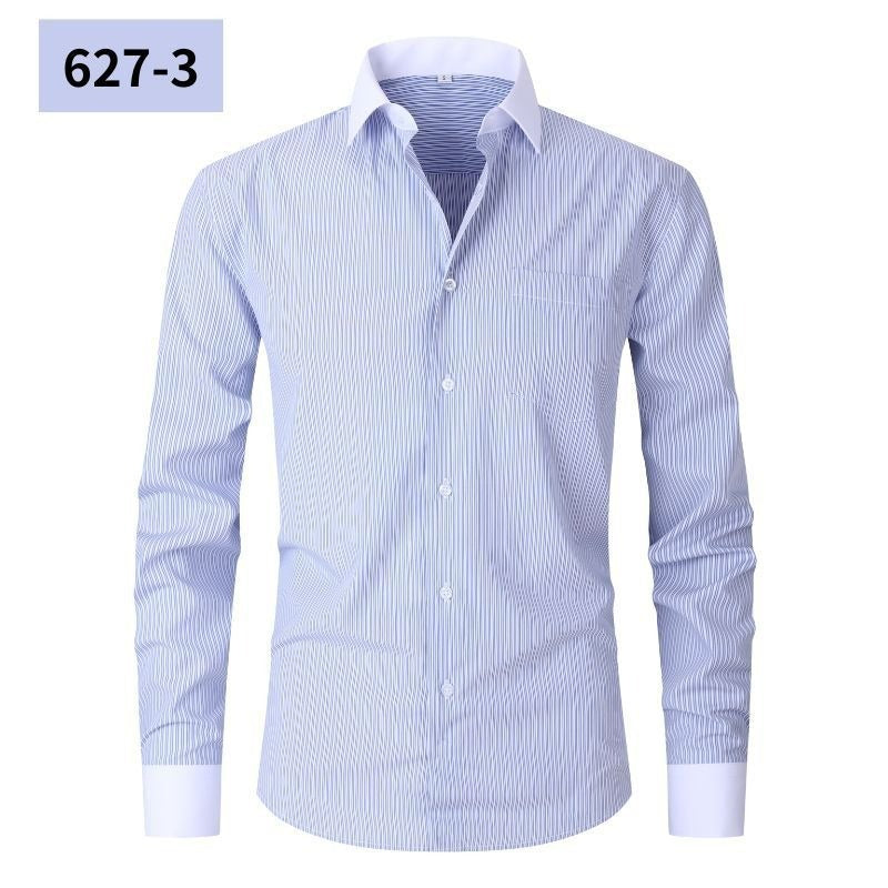Plus Size Men's Casual American-style Long-sleeved Striped Shirt
