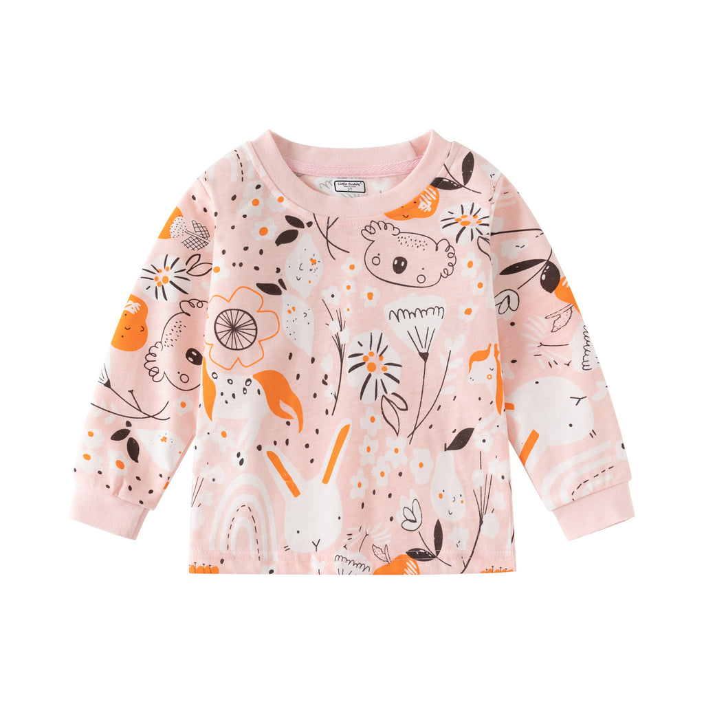 Home Wear Casual Round-neck Shirt Girls' Two-piece Dress