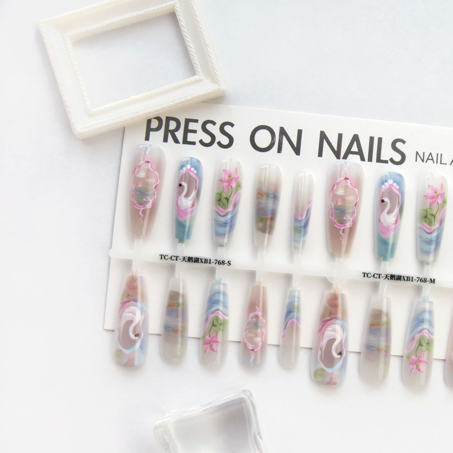 Ancient Style National Style Swan Lake Blooming Prefabricated Nail Tip Wear Armor - EL CHEG