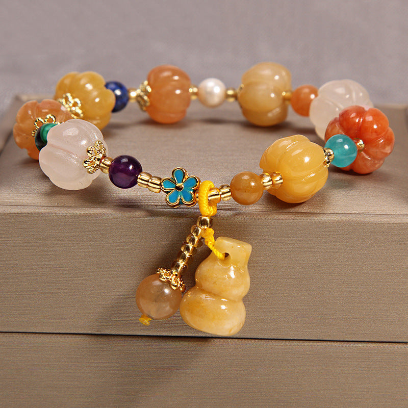 Yellow Agate Crystal Bracelet Female Gold Silk