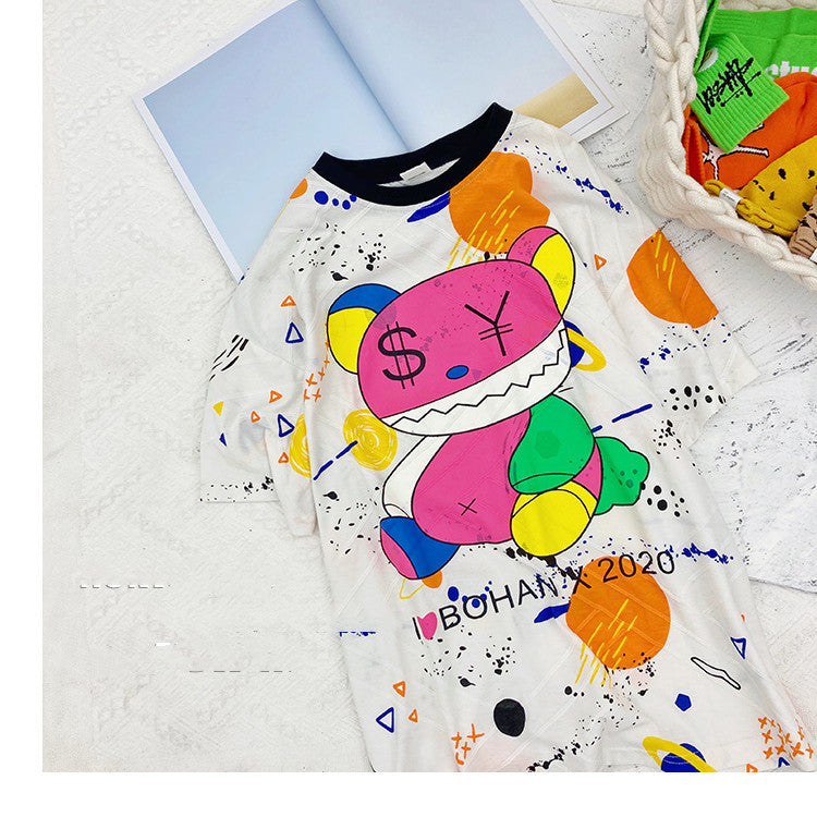 Summer Children's Mid-length Cotton Print Trendy Top