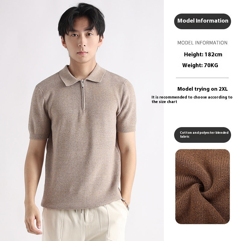 Men's Knitted Short-sleeved Ice Silk Polo Shirt